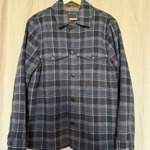 Todd Snyder Navy Checkered Shirt Jacket